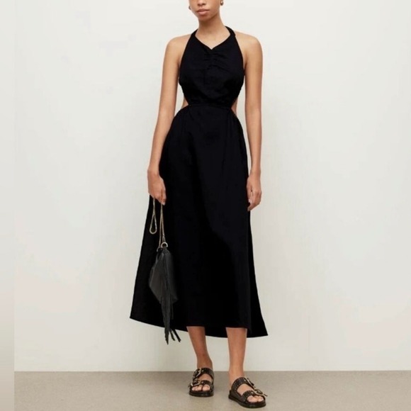 All Saints Dresses & Skirts - NWT All Saints Black Ludo Linen & Cotton Open Back Midi Dress‎ Size 6